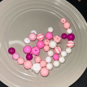 35 Vibrant Pink and White Bead Collection
